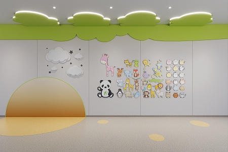 Pediatric walkway modeling wall surface 3d model