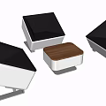 Modern Casual Sofa Set With Black White Seats And Wooden Coffee Table