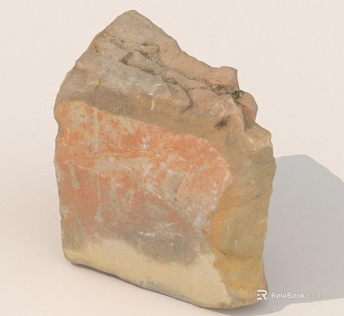 Natural Stone With Orange Gray Texture And Irregular Shape Surface Details 3d model