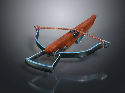 Vintage Style Slingshot With Wooden Handle Metal Frame And Braided Rope 3d model