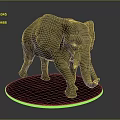 Detailed Realistic Elephant Figurine Standing on Circular Base 3d model