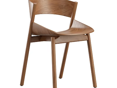 Modern Wooden Stool With Minimalist Design Curved Seat And Solid Wood Legs 3d model
