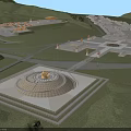 Ancient Architecture Complex With Symmetrical Layout Yellow Roofs Courtyards And Central Plaza