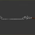 Metallic Chain Weapon With Double Sharp Blades And Red Wooden Handle 3d model