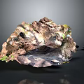 Natural Rock Formation With Cave Like Depressions Green Moss And Textured Surface