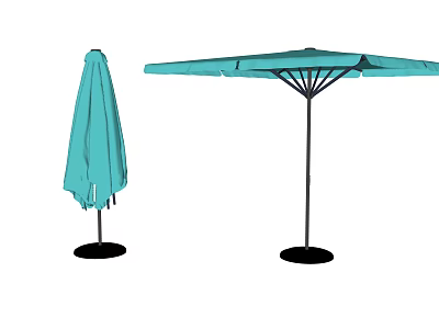 Turquoise Outdoor Patio Umbrella With Foldable Design And Sturdy Stand Base Structure 3d model