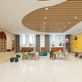 Modern Bright Study Room Interior With Wooden Bookshelves Chairs And Plants