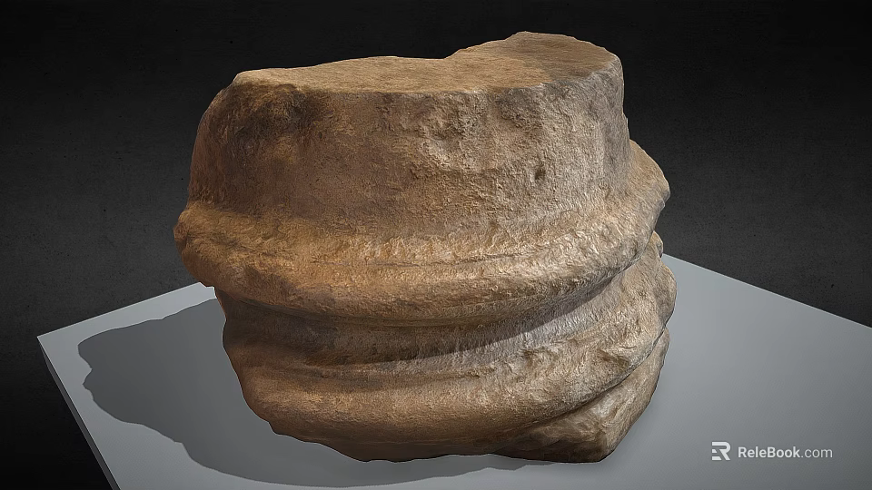 Natural Textured Wooden Stone Block Featuring Layered Structure For Decorative Use 3d model