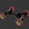 Four Wheeled Mechanical Base With Black Frame Large Tires And Metal Structure