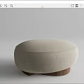 Modern Beige Fabric Ottoman With Wooden Legs Simple Home Design