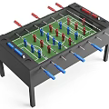 Foosball Table With Red And Blue Players And Handles For Indoor Entertainment