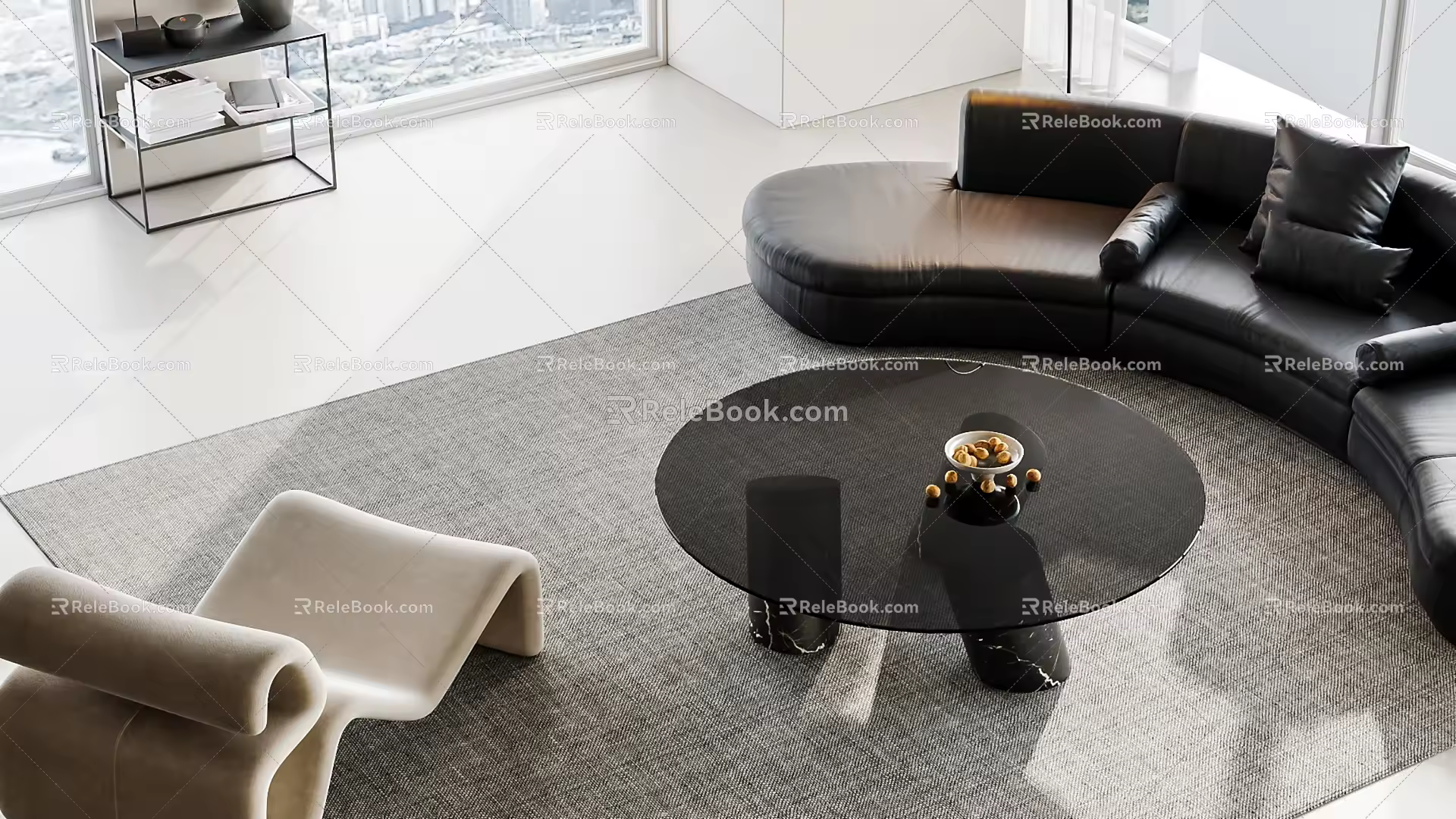 Modern sofa coffee table combination 3d model