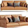 Modern Double Sofa Multiplayer Sofa Leather Sofa Sofa 3d model