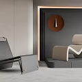 Modern Leisure Chairs With Curved Design In Beige And Black Upholstery For Living Room Interior