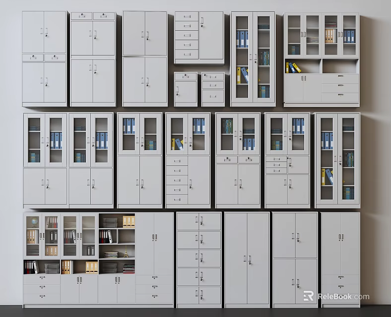Modern Bookcases Design With Glass Door Cabinets Drawers And Multiple Storage Options 3d model 