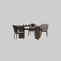 Modern Wooden Dining Table and Chairs Set With Upholstered Seats Metal Legs and Tea Set