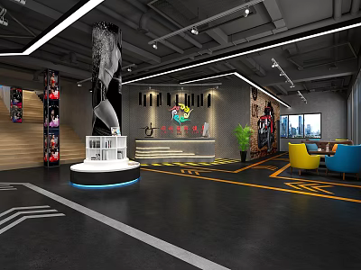 Modern Fitness Gym Interior With Spacious Workout Area And Exercise Equipment 3d model