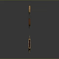 Carved Knife Sculptures Featuring Metal Blades Red Handles And Gold Decorated Sheath