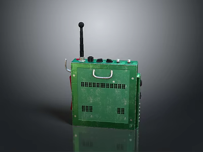 Vintage Green Portable Radio With Antenna Buttons And Handle Design 3d model