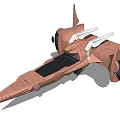 Futuristic Sci Fi Spaceship Design With Pointed Front Brown White Color And Engines