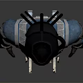 Futuristic Sci Fi Game Movie Character Wearing Blue Black Armored Outfit Helmet And Silver Boots