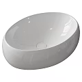 White Ceramic Oval Shaped Countertop Wash Basin With Smooth Glossy Surface