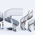 Modern White Spiral Stairs With Glass Railings And Sleek Contemporary Design