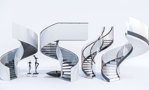 Modern Stairs Combination Rotating Stairs Metal Stairs Steel Frame Stairs Arc Stairs 3d model