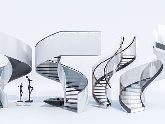 Modern Stairs Combination Rotating Stairs Metal Stairs Steel Frame Stairs Arc Stairs 3d model