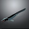 Turquoise Prehistoric Aquatic Reptile 3D Model With Long Body Open Mouth Sharp Teeth And Fins