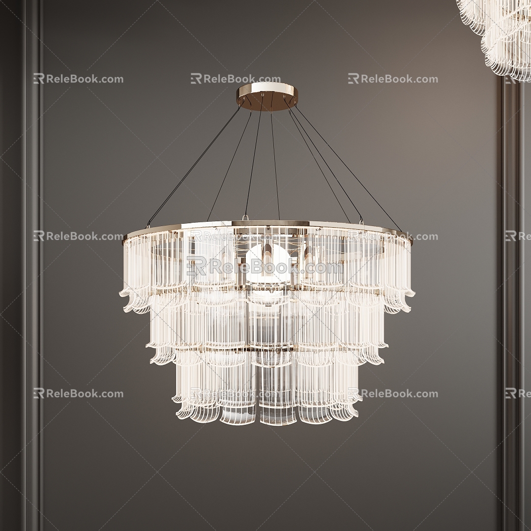 Modern Light Luxury Crystal Chandelier 3d model