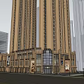 Modern High Rise Residential Building With Brown Exterior Ground Floor Entrance And Surrounding Structures