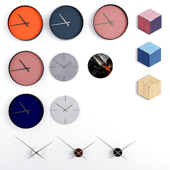 Modern clock wall decoration combination 3d model