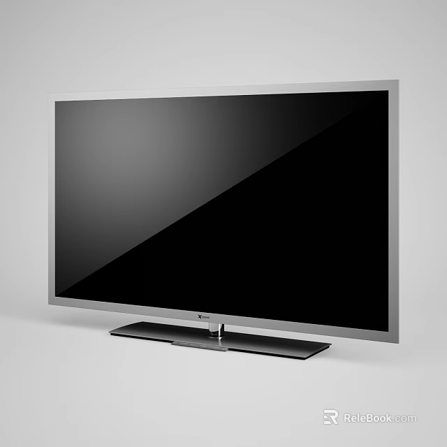 Sleek Modern Computer Monitor With Silver Frame And Black Display Screen Design 3d model 