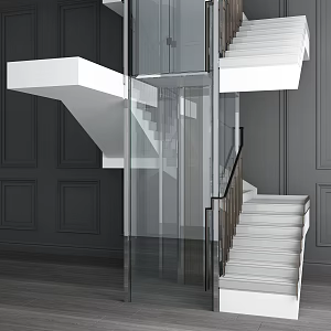 Modern Elevator Stair Sightseeing Elevator 3d model