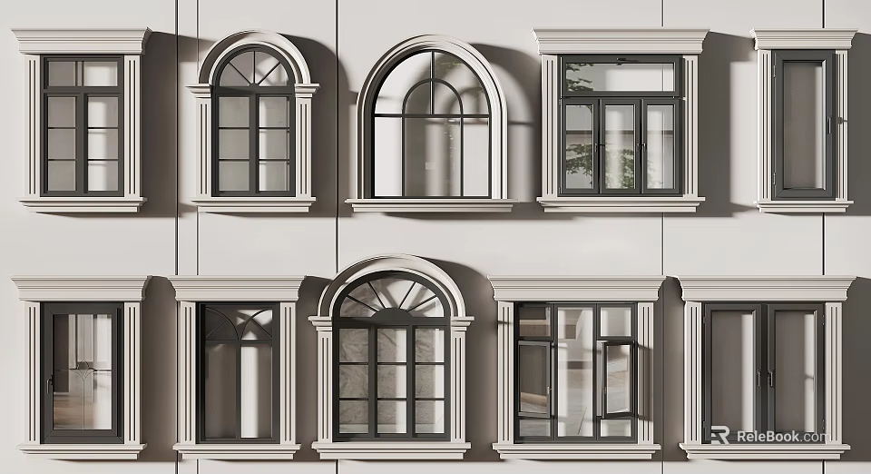 Various Casement Window Styles With Modern Frames And Glass Designs For Homes 3d model 