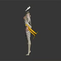 Futuristic Mechanical Humanoid Characters With Yellow Accents And Intricate Gear Design