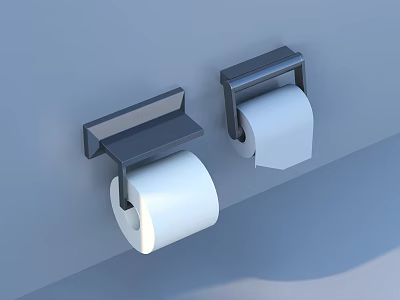 Modern Black Wall Mounted Toilet Paper Holders With White Rolls As Household Items 3d model
