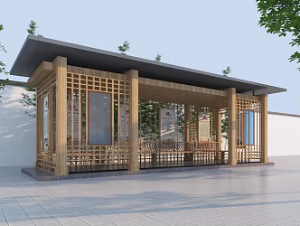 New Chinese Landscape Gallery Cultural Gallery 3d model