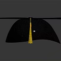 Dark Blue Graduation Cap With Yellow Tassel Classic Academic Attire Design