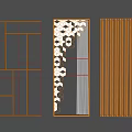 Modern Decorative Room Dividers With Geometric Patterns And Metal Frames 3d model