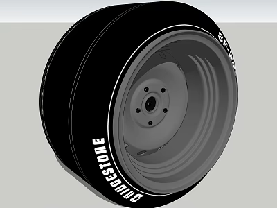 Bridgestone Car Tire With Black Tread Design Silver Wheel Rim And Multiple Bolt Holes 3d model