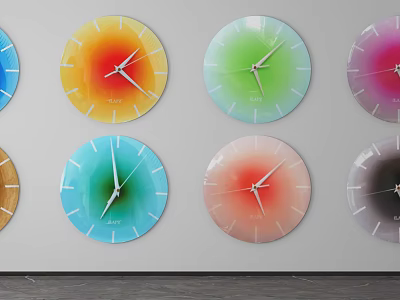 Colorful Gradient Wall Clocks As Decorative Wall Hangings For Home Decoration 3d model