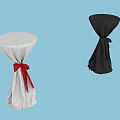 Tea Break Area With Round Tables White Black Tablecloths And Red Black Bows