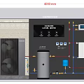 Industrial Condensing Unit System Background Wall With Fan Water Tank Pipes Valves Layout Diagram