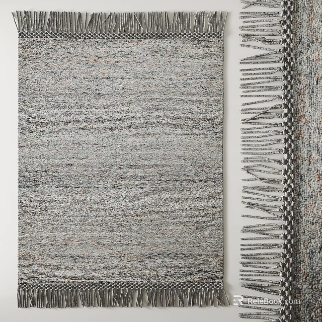 Square Rug With Woven Texture In Neutral Gray Tones For Modern Home Decor 3d model 