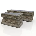 Modern Textured Stone Benches As Decorative Elements In Contemporary Outdoor Setting 3d model