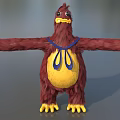 Game And Movie Character With Brown Feathers Yellow Belly Blue Bow Tie And Outstretched Arms