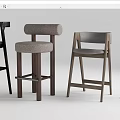 Assorted Modern Bar Stools With Different Colors And Wooden Metal Frames 3d model