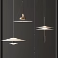 Modern Geometric Pendant Lights Hanging With White Shades On Dark Background